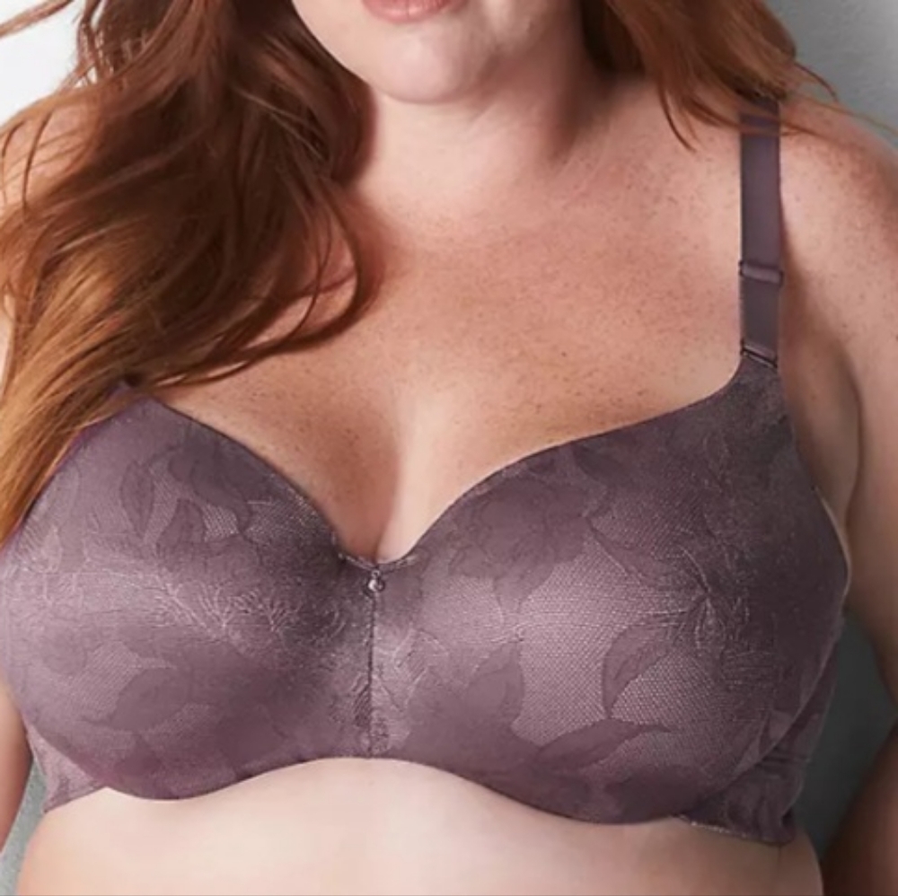 Cacique Plus Size 46DD Invisible Lace Backsmoother Lightly Lined Balconette Bra